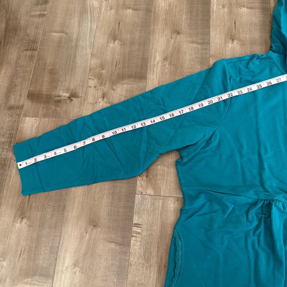 NEW Sport Savvy Jacket Hooded‎ Button Women 2XL Rich Teal Lace Stretch Baby Doll - Picture 7 of 7